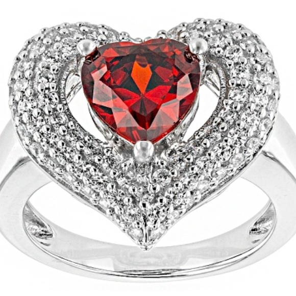 JTV Jewelry - Ruby Red CZ  .925 Sterling Ring  SZ 8